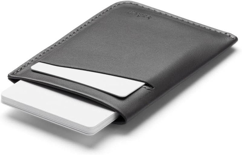 BELLROY Card Sleeve (Premium Leather Card Holder or Minimalist Wallet, Holds 2-8 Cards or Business Cards, Folded Note Storage) - CharcoalCobalt - Image 4